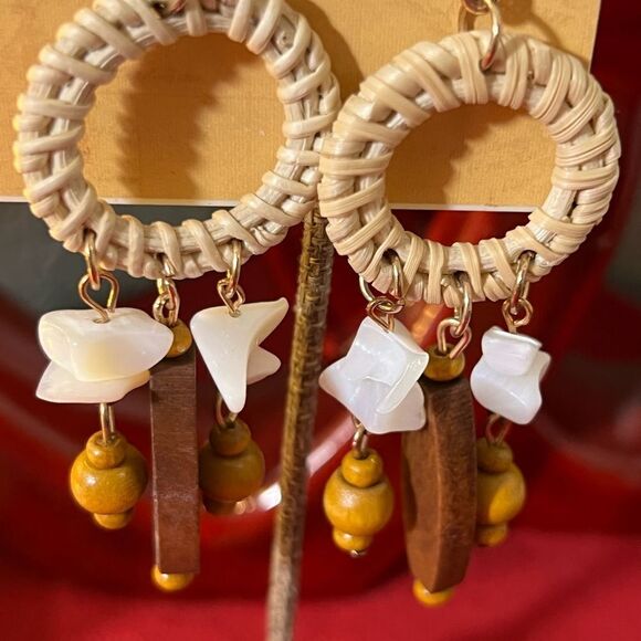 NWT Patricia Nash Boho Earrings with Wood Accents #PNER - Picture 5 of 6